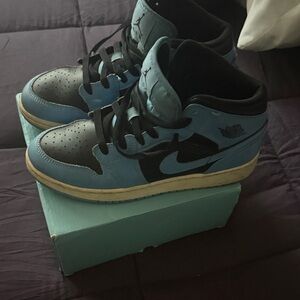 Blue and Black High-Top Sneakers